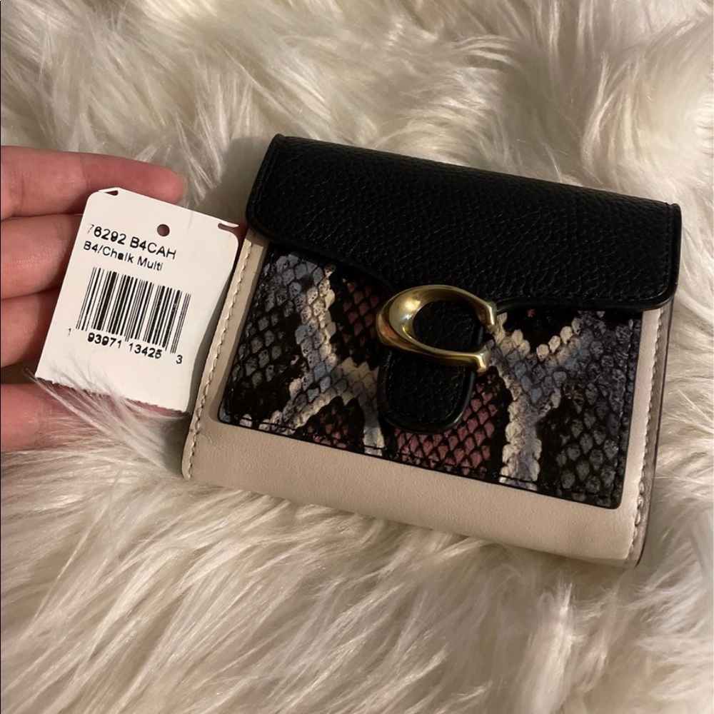 NWT Coach Tabby Small Wallet Chalk Multi/Brass With Snakeskin Detail Original Pk